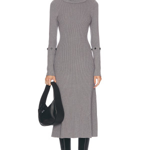 Custom women fashion sweater clothing bodycon high neck long sleeve casual knitted mini long sweater dress