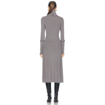 Custom women fashion sweater clothing bodycon high neck long sleeve casual knitted mini long sweater dress