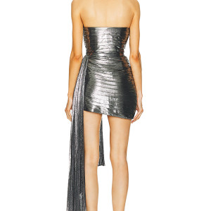 Custom Sexy Girls Evening Dresses Club Party Mini Dress Summer Vintage Shiny Wrinkle Sleeveless Women Short Dress