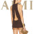 China Manufactory Ladies Fashion Ruched Crepe Fabric La Piscine Chocol Mini Dress with Beaded Accent At Hem