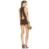 China Manufactory Ladies Fashion Ruched Crepe Fabric La Piscine Chocol Mini Dress with Beaded Accent At Hem