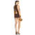 China Manufactory Ladies Fashion Ruched Crepe Fabric La Piscine Chocol Mini Dress with Beaded Accent At Hem