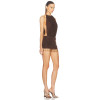 China Manufactory Ladies Fashion Ruched Crepe Fabric La Piscine Chocol Mini Dress with Beaded Accent At Hem