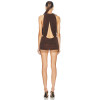 China Manufactory Ladies Fashion Ruched Crepe Fabric La Piscine Chocol Mini Dress with Beaded Accent At Hem