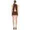 China Manufactory Ladies Fashion Ruched Crepe Fabric La Piscine Chocol Mini Dress with Beaded Accent At Hem