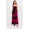 Strapless sweetheart neckline pleated skirt printed crinkled chiffon long dress