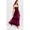 Strapless sweetheart neckline pleated skirt printed crinkled chiffon long dress