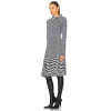 New Winter Autumn Fashion High Neck Zipper Up Checked Wool Long Sleeve Dress