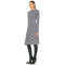 New Winter Autumn Fashion High Neck Zipper Up Checked Wool Long Sleeve Dress