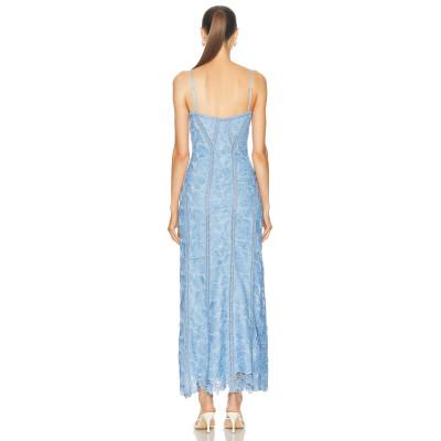 Custom Luxury Sleeveless Gowns Corset Dress Flower Lace Trim Evening Long Dresses For Women