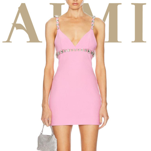 New Birthday Nightclub Party Dresses Women Sexy Rhinestones Summer Bodycon Pink Mini Dress