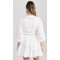 Custom Stylish Summer Casual V Neck Long Puff Sleeve Lace Pop Trim Mini Dress For Women