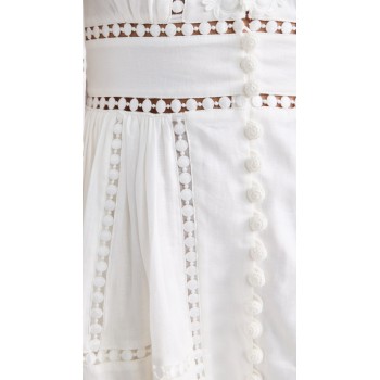 Custom Stylish Summer Casual V Neck Long Puff Sleeve Lace Pop Trim Mini Dress For Women