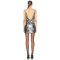Women Summer Silver Sequins Mini Dress Sexy Strap Cross Backless Fashion Party Club Dresses Suspenders Outfits
