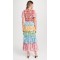 2025 New Arrival Rainbow Design Floral Print Dresses Women Slimming Fitted Girls Maxi Dresses