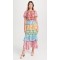 2025 New Arrival Rainbow Design Floral Print Dresses Women Slimming Fitted Girls Maxi Dresses