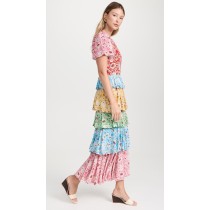 2025 New Arrival Rainbow Design Floral Print Dresses Women Slimming Fitted Girls Maxi Dresses