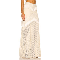 Spring Summer Women's Clothing Women High Waist Long Maxi Tulle Skirt Solid Multilayer Ruffle Mesh Skirt