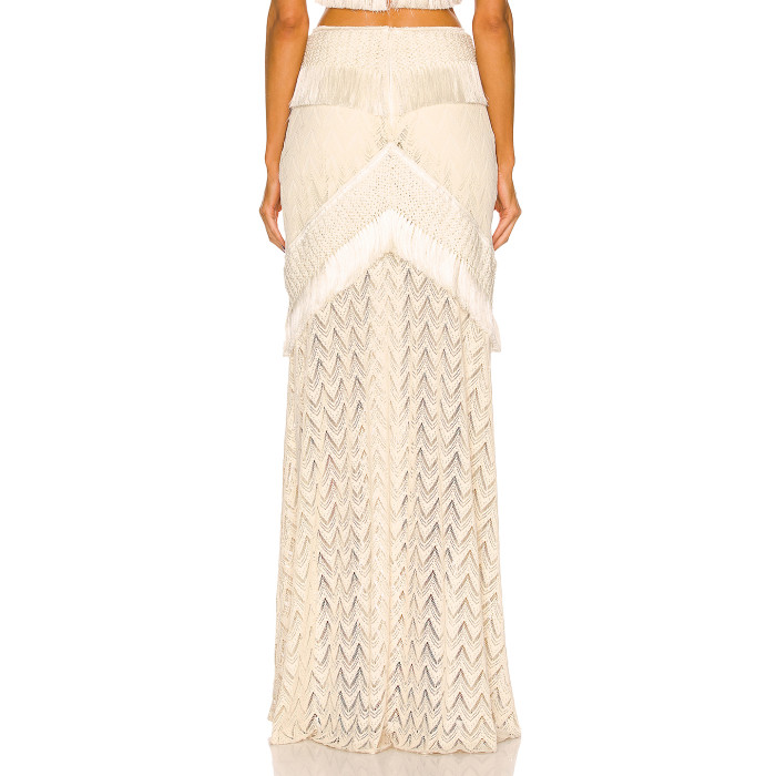 Spring Summer Women's Clothing Women High Waist Long Maxi Tulle Skirt Solid Multilayer Ruffle Mesh Skirt
