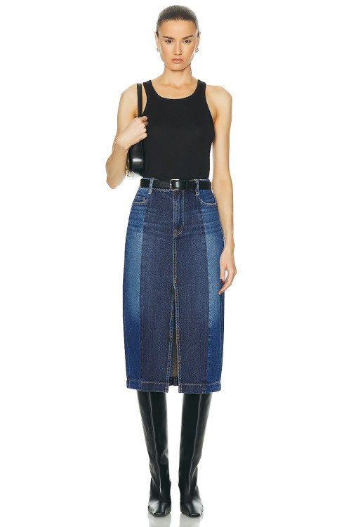 Hot Sale High Quality OEM Custom High Waist Casual Split Jeans Skirt Women Elastic A-shaped Long Denim Skirt