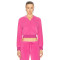 Women Custom OEM Logo velour tracksuit zip up pink hoodie joggers set rhinestone logo