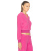 Women Custom OEM Logo velour tracksuit zip up pink hoodie joggers set rhinestone logo