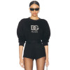 2024 New Women Custom OEM rhinestone heat transfer logo 100%  recycle cotton cropped crew neck sweatshirt