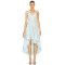 Spaghetti Strap High Low Natura Lasercut Halter Dress ligh blue Midi Lace Prom Dresses