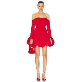 OEM Factory Off Shoulder Mini Dress Party 2024 High Waist Backless Bubble hem pleated Short Dress
