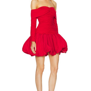 OEM Factory Off Shoulder Mini Dress Party 2024 High Waist Backless Bubble hem pleated Short Dress