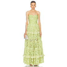 Custom Luxury Sleeveless Gowns Corset Dress Flower Lace Trim Evening Long Dresses For Women