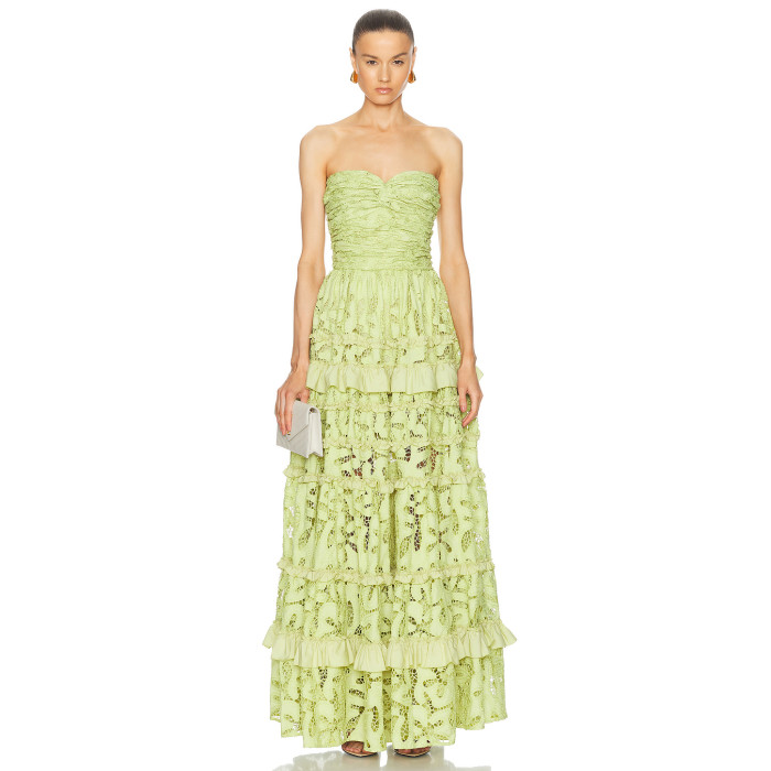 Custom Luxury Sleeveless Gowns Corset Dress Flower Lace Trim Evening Long Dresses For Women