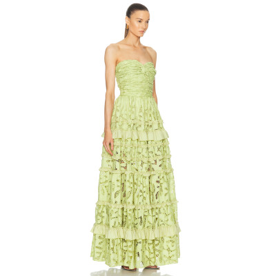 Custom Luxury Sleeveless Gowns Corset Dress Flower Lace Trim Evening Long Dresses For Women