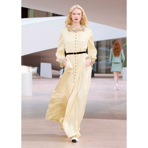 2025 New Perspective Collar Embellished Crystal Custom Modest Clothing Long Women Chiffon Dress