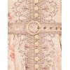 Elegant High-End Printed X-Line Dress European American Retro Vintage Stand Collar Single Breasted Long Sleeve for Sweet Button