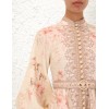 Elegant High-End Printed X-Line Dress European American Retro Vintage Stand Collar Single Breasted Long Sleeve for Sweet Button