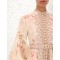 Elegant High-End Printed X-Line Dress European American Retro Vintage Stand Collar Single Breasted Long Sleeve for Sweet Button