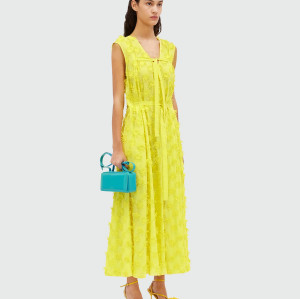 Casual Summer Midi Dress for Women Sleeveless Loose 3D Appliques Folds Ruffles Belt Solid Party Holiday Dress