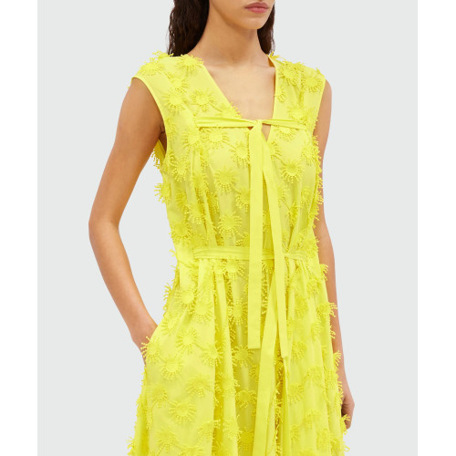Casual Summer Midi Dress for Women Sleeveless Loose 3D Appliques Folds Ruffles Belt Solid Party Holiday Dress