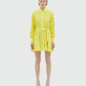 Vacation Style 2025 Summer New Polo Collar Long Sleeve Three-Dimensional Flower Stitching Shirt Dress