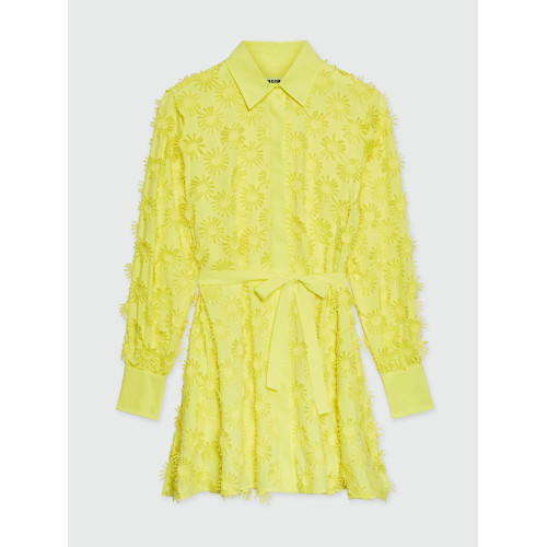 Vacation Style 2025 Summer New Polo Collar Long Sleeve Three-Dimensional Flower Stitching Shirt Dress