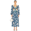 Waist Side and Back Cut Out Sexy Dresses Women Deep V-Neck Long Sleeves Lightweight Flowy Flower Dress