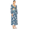Waist Side and Back Cut Out Sexy Dresses Women Deep V-Neck Long Sleeves Lightweight Flowy Flower Dress