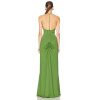 Waist Side and Back Cut Out Sexy Ruched GownWomen Deep V-Neck Sleeveless Lightweight Green Dress