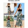 Newshows Women Summer 2025 Maxi Dress Vacation Floral Spaghetti Strap Spring Casual Boho Split Beach Long Flowy Sundress