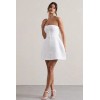 Women white elegant exclusive bandeau tailored buttoned Strapless tube top mini dress