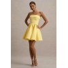 OEM Women Fashion Wear Boned bodice Folded bandeau neckline  Lemon Bandeau Skater Mini Dress