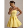 OEM Women Fashion Wear Boned bodice Folded bandeau neckline  Lemon Bandeau Skater Mini Dress
