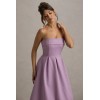 Factory Custom Boned bodice Folded bandeau neckline Light Purple Lilac Bandeau Skater Pleated Midi Dress