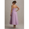 Factory Custom Boned bodice Folded bandeau neckline Light Purple Lilac Bandeau Skater Pleated Midi Dress